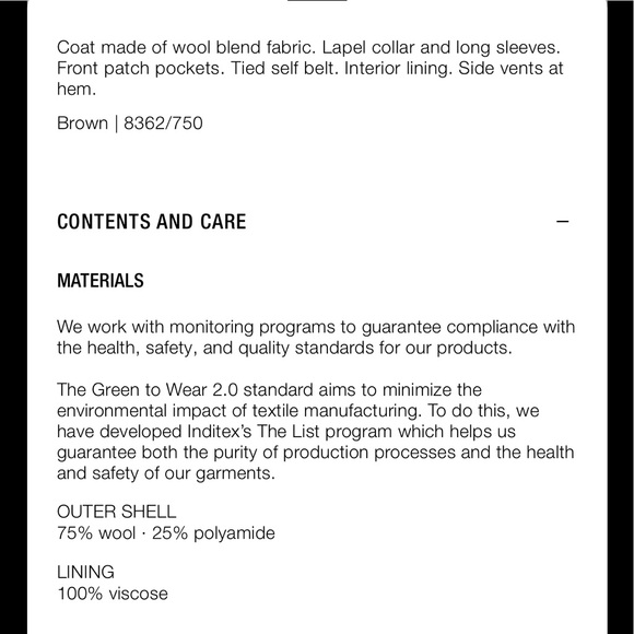 NWT ZARA BELTED WOOL COAT SZ XS WRAP COAT BROWN - Picture 9 of 9